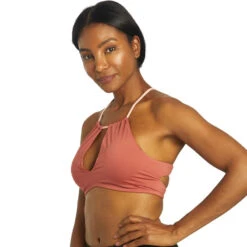 Nike - Solid Lace-Up High Neck Bikini Top (Canyon Rust) -Swim and Beyond nike solid lace up high neck bikini top canyon rust 4