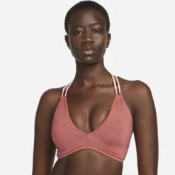 Nike - Solid Lace-Up High Neck Bikini Top (Canyon Rust) -Swim and Beyond nike solid lace up high neck bikini top canyon rust 8