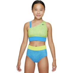 Nike - Water Dots Asymmetrical Top & High Waist Bikini Set (Photo Blue)