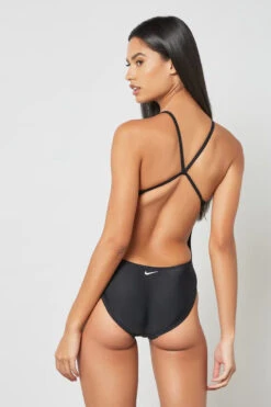 Nike - Women's Swim Logo Cutout One Piece (Black) -Swim and Beyond nike womens swim logo cutout one piece black 8