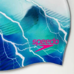 Speedo - Adult Digital Printed Cap - White/Blue -Swim and Beyond speedo adult digital printed cap white blue 3