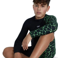 Speedo - Boys Long Sleeve Printed Rash Top - Black/Green 12 Speedo - Boys Long Sleeve Printed Rash Top - Black/Green -Swim and Beyond speedo boys long sleeve printed rash top black green 6