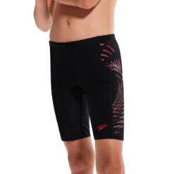 Speedo - Boys Placement Print Jammer - Black/Red -Swim and Beyond speedo boys placement print jammer black red 4