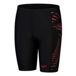 Speedo - Boys Placement Print Jammer - Black/Red -Swim and Beyond speedo boys placement print jammer black red 8