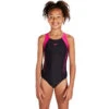 Speedo - Girl's Boom Splice Muscle Back Swimsuit - Black/Electric Pink