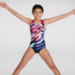 Speedo - Girls Digital Placement Splashback Swimsuit - Black/Pink -Swim and Beyond speedo girls digital placement splashback swimsuit black pink 5