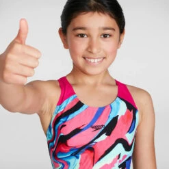 Speedo - Girls Digital Placement Splashback Swimsuit - Black/Pink -Swim and Beyond speedo girls digital placement splashback swimsuit black pink 7
