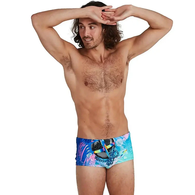 Speedo - Men's 17cm Club Training Placement Brief - Black/Blue 1 Speedo - Men's 17cm Club Training Placement Brief - Black/Blue