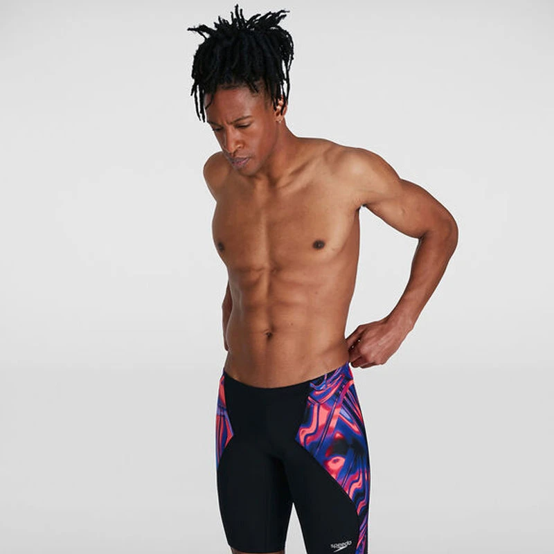 Speedo - Mens Allover Digital V-Cut Jammer - Black/Red 2 Speedo - Mens Allover Digital V-Cut Jammer - Black/Red - Image 2