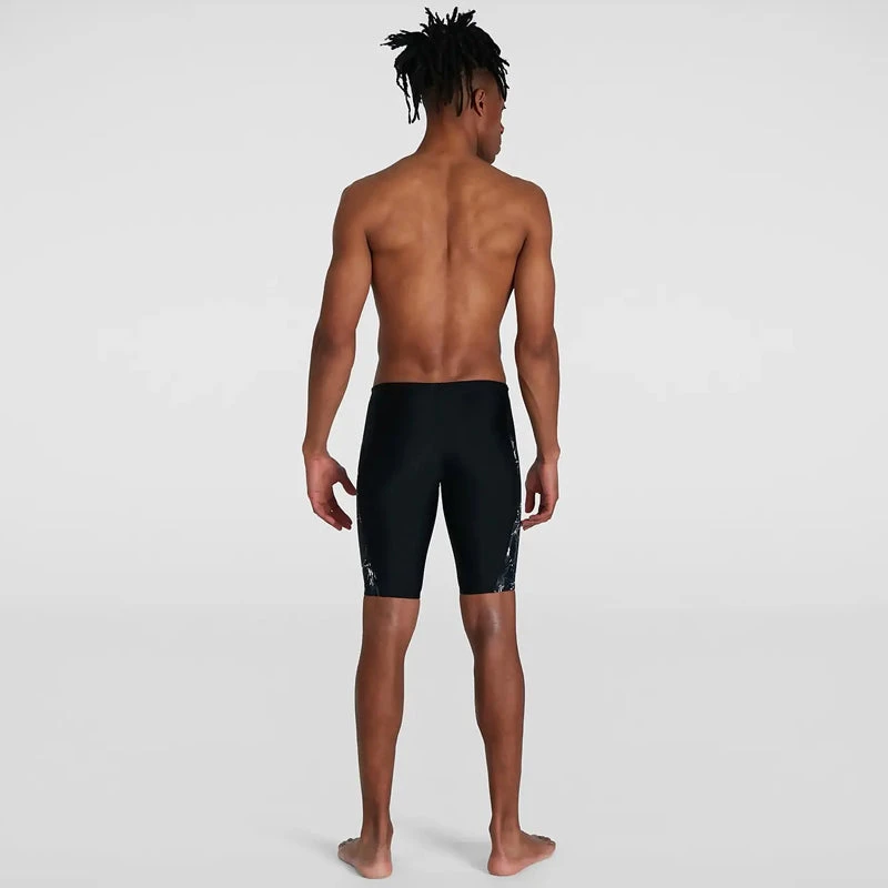 Speedo - Mens Eco Allover V-Cut Jammer - Black/Grey 2 Speedo - Mens Eco Allover V-Cut Jammer - Black/Grey - Image 2