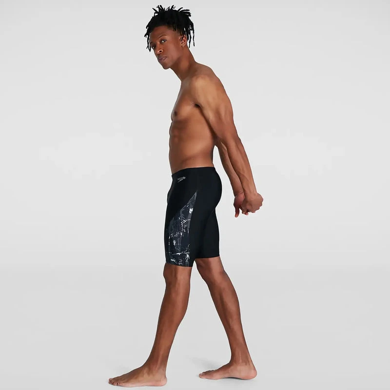 Speedo - Mens Eco Allover V-Cut Jammer - Black/Grey 3 Speedo - Mens Eco Allover V-Cut Jammer - Black/Grey - Image 3