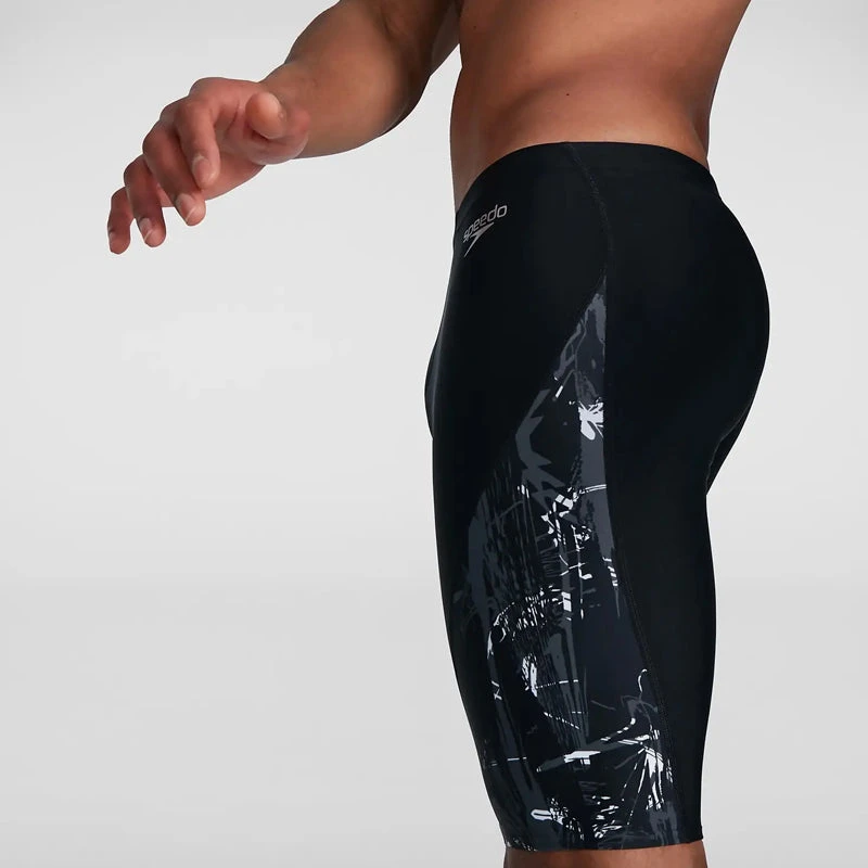 Speedo - Mens Eco Allover V-Cut Jammer - Black/Grey 7 Speedo - Mens Eco Allover V-Cut Jammer - Black/Grey - Image 7
