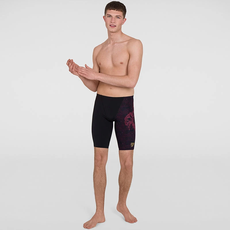 Speedo - Men's Marvel Placement V-Cut Jammer - Black/Red 3 Speedo - Men's Marvel Placement V-Cut Jammer - Black/Red - Image 3