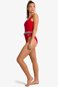 Speedo - Womens Belted Deep U-Back Swimsuit - Red 26 Speedo - Womens Belted Deep U-Back Swimsuit - Red -Swim and Beyond speedo womens belted deep u back swimsuit red 12