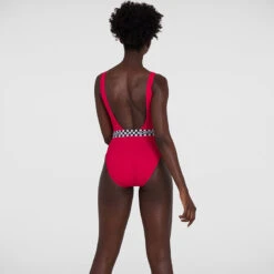 Speedo - Womens Belted Deep U-Back Swimsuit - Red 17 Speedo - Womens Belted Deep U-Back Swimsuit - Red -Swim and Beyond speedo womens belted deep u back swimsuit red 3