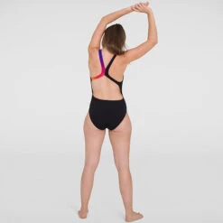 Speedo - Womens Placement Digital Powerback Swimsuit - Black/Violet/Pink -Swim and Beyond speedo womens placement digital powerback swimsuit black violet pink 4