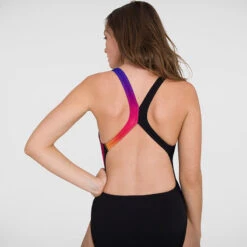 Speedo - Womens Placement Digital Powerback Swimsuit - Black/Violet/Pink -Swim and Beyond speedo womens placement digital powerback swimsuit black violet pink 5