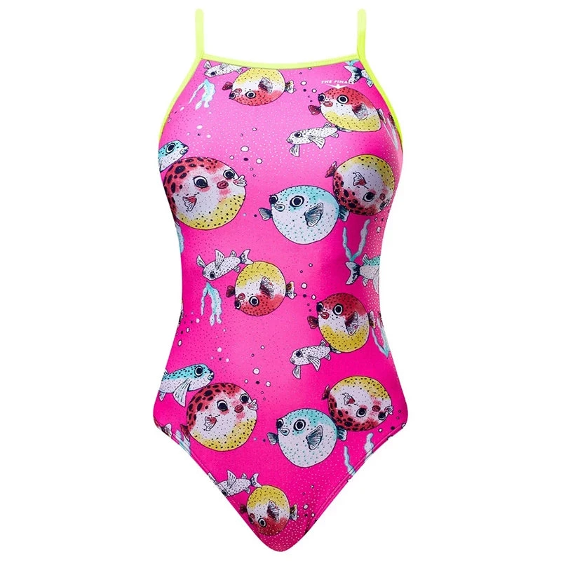 The Finals Funnies - Reel It In Foil Flutterback Girls Swimsuit 1 The Finals Funnies - Reel It In Foil Flutterback Girls Swimsuit