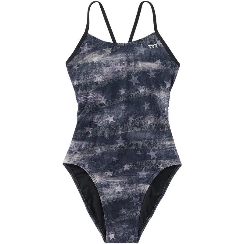 TYR - American Dream Cutoutfit Ladies Swimsuit - Black/Grey 8 TYR - American Dream Cutoutfit Ladies Swimsuit - Black/Grey - Image 8