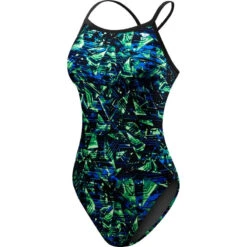 TYR - Emulsion Cutoutfit Ladies Swimsuit - Blue/Green 9 TYR - Emulsion Cutoutfit Ladies Swimsuit - Blue/Green -Swim and Beyond tyr emulsion cutoutfit fit durafast elite swimsuit 487 3
