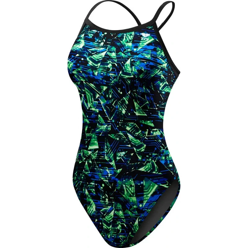 TYR - Emulsion Cutoutfit Ladies Swimsuit - Blue/Green 3 TYR - Emulsion Cutoutfit Ladies Swimsuit - Blue/Green - Image 3