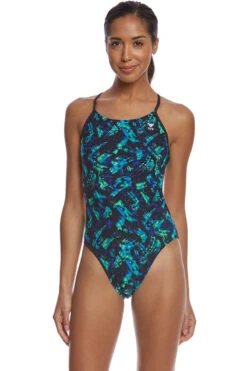 TYR - Emulsion Cutoutfit Ladies Swimsuit - Blue/Green 11 TYR - Emulsion Cutoutfit Ladies Swimsuit - Blue/Green -Swim and Beyond tyr emulsion cutoutfit fit durafast elite swimsuit 487 5