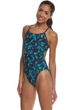 TYR - Emulsion Cutoutfit Ladies Swimsuit - Blue/Green 12 TYR - Emulsion Cutoutfit Ladies Swimsuit - Blue/Green -Swim and Beyond tyr emulsion cutoutfit fit durafast elite swimsuit 487 6