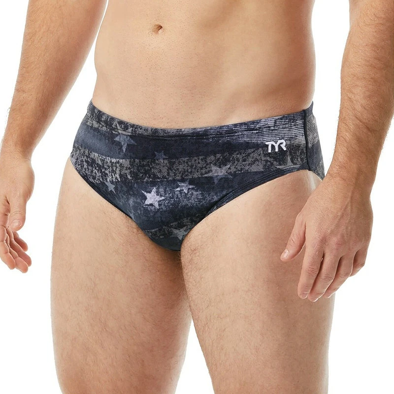 TYR - Men’s American Dream All Over Racer Swimsuit - Black/Grey 1 TYR - Men’s American Dream All Over Racer Swimsuit - Black/Grey