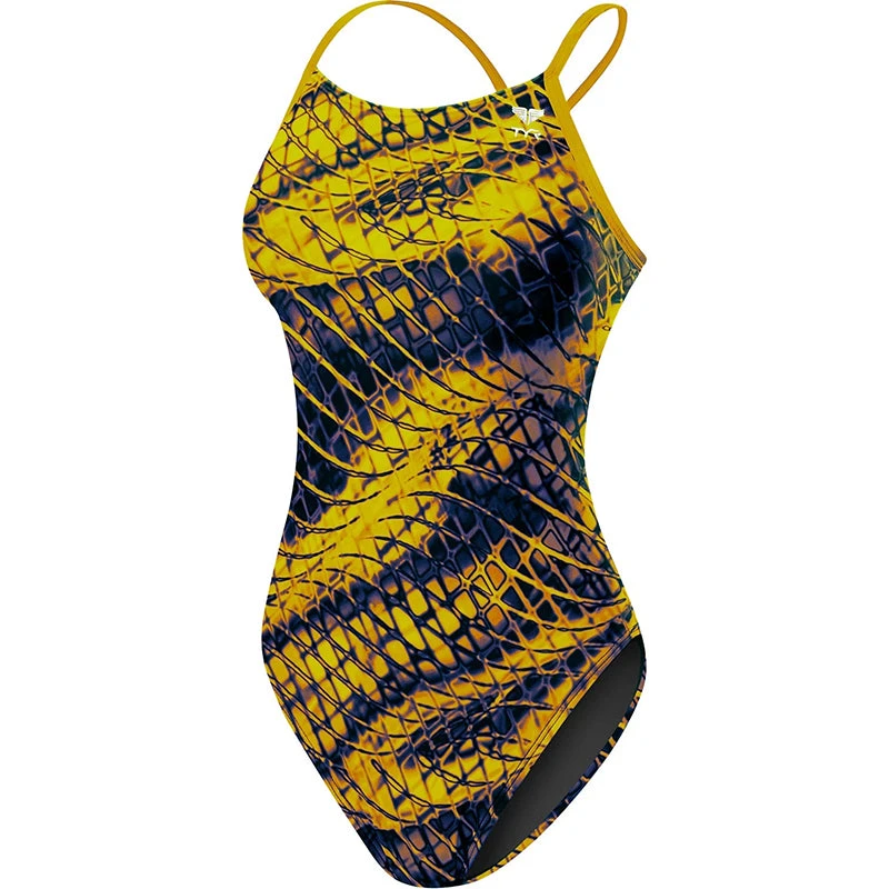 TYR - Plexus Cutoutfit Ladies Swimsuit - Navy/Gold 5 TYR - Plexus Cutoutfit Ladies Swimsuit - Navy/Gold - Image 5