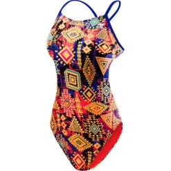 TYR - Santa Ana Cutoutfit Ladies Swimsuit - Blue/Coral -Swim and Beyond tyr santa ana cutoutfit durafast one swimsuit blue coral 823 3