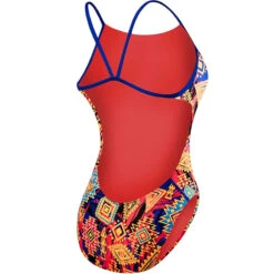 TYR - Santa Ana Cutoutfit Ladies Swimsuit - Blue/Coral -Swim and Beyond tyr santa ana cutoutfit durafast one swimsuit blue coral 823 4