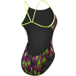 TYR - Waikiki Cutoutfit Ladies Swimsuit - Yellow/Purple -Swim and Beyond tyr womens waikiki cutoutfit swimsuit 728 yellow purple 5