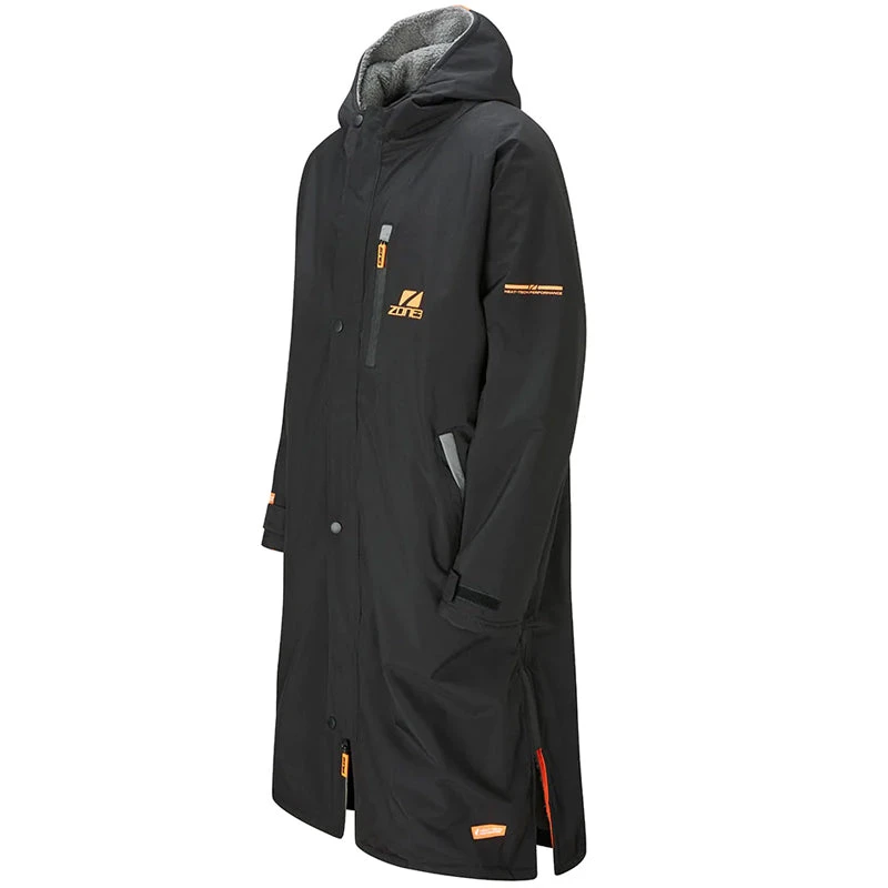 Zone3 - Heat-Tech Polar Fleece Parka Changing Robe Jacket - Black/Orange 2 Zone3 - Heat-Tech Polar Fleece Parka Changing Robe Jacket - Black/Orange - Image 2