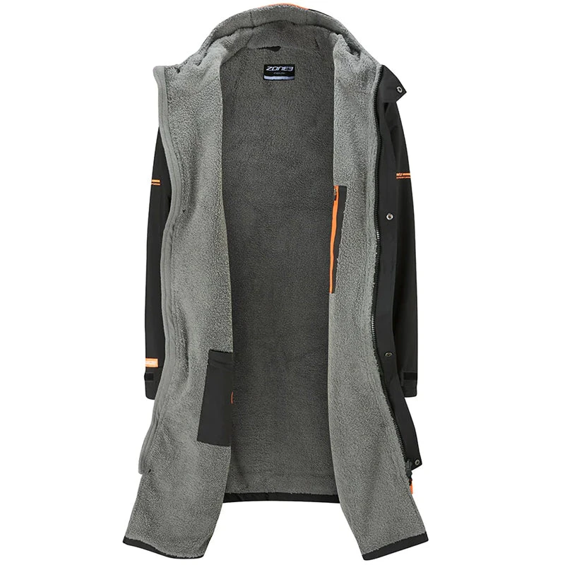 Zone3 - Heat-Tech Polar Fleece Parka Changing Robe Jacket - Black/Orange 3 Zone3 - Heat-Tech Polar Fleece Parka Changing Robe Jacket - Black/Orange - Image 3