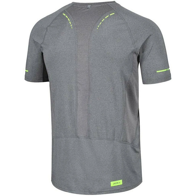 Zone3 - Men's Power Burst T-Shirt - Grey/Neon Yellow 2 Zone3 - Men's Power Burst T-Shirt - Grey/Neon Yellow - Image 2