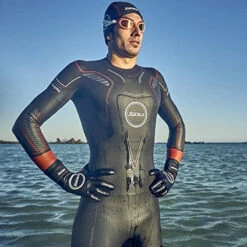 Zone3 - Neoprene Strapless Swim Cap - Black/Red 5 Zone3 - Neoprene Strapless Swim Cap - Black/Red -Swim and Beyond zone3 neoprene strapless swim cap black red 3