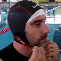 Zone3 - Neoprene Swim Cap - Black/Red -Swim and Beyond zone3 neoprene swim cap black red 4