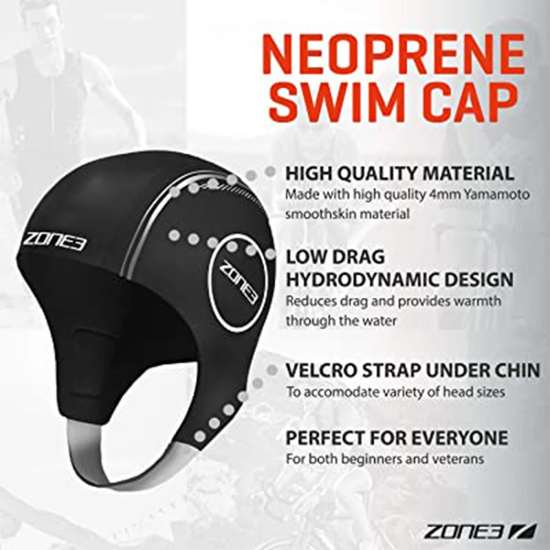 Zone3 - Neoprene Swim Cap - Black/Reflective Silver 3 Zone3 - Neoprene Swim Cap - Black/Reflective Silver - Image 3