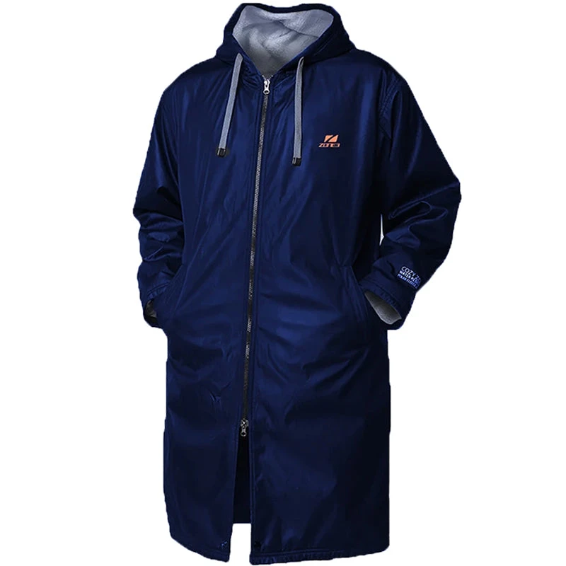 Zone3 - Polar Fleece Parka Robe Jacket - Navy/Grey/Orange 1 Zone3 - Polar Fleece Parka Robe Jacket - Navy/Grey/Orange