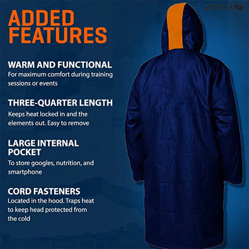 Zone3 - Polar Fleece Parka Robe Jacket - Navy/Grey/Orange 16 Zone3 - Polar Fleece Parka Robe Jacket - Navy/Grey/Orange - Image 16