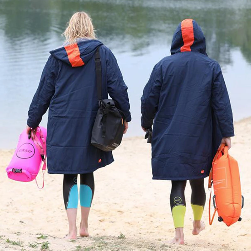 Zone3 - Polar Fleece Parka Robe Jacket - Navy/Grey/Orange 8 Zone3 - Polar Fleece Parka Robe Jacket - Navy/Grey/Orange - Image 8