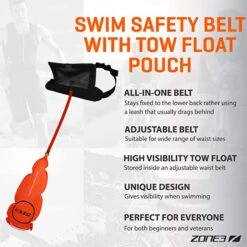 Zone3 - Safety Belt With Tow Float Pouch - HI-VIS Orange 13 Zone3 - Safety Belt With Tow Float Pouch - HI-VIS Orange -Swim and Beyond zone3 safety belt with tow float pouch hi vis orange 7